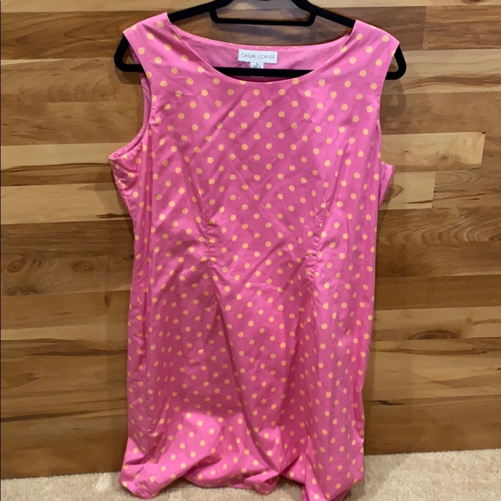 Pink and yellow polka dot dress